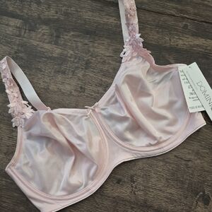 DOMINIQUE Satin Underwire Bra in Light Pink with Lace Straps New Sz 36F